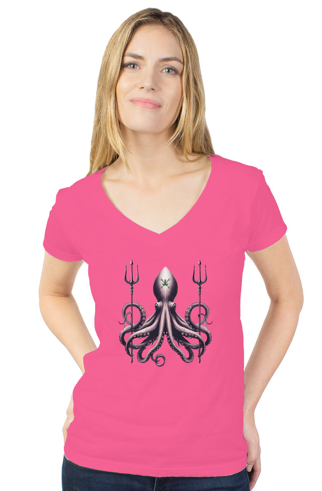 Octopus - Womens Tultex V Neck T-shirt