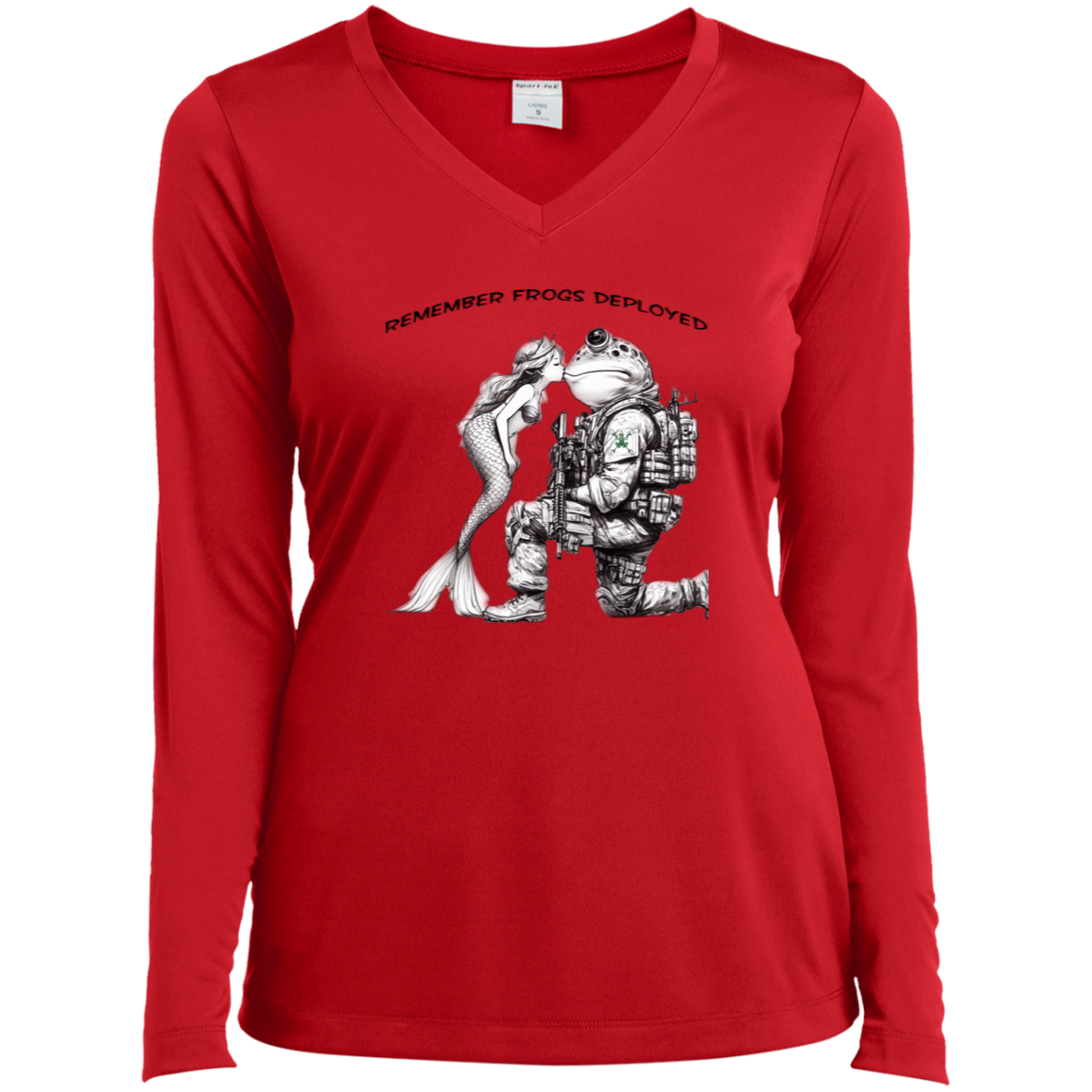 Remember Frogs Deployed Women’ Long Sleeve Performance V-Neck Tee