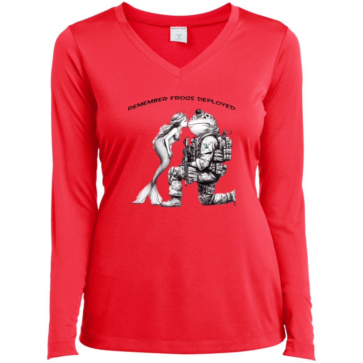 Remember Frogs Deployed Women’ Long Sleeve Performance V-Neck Tee