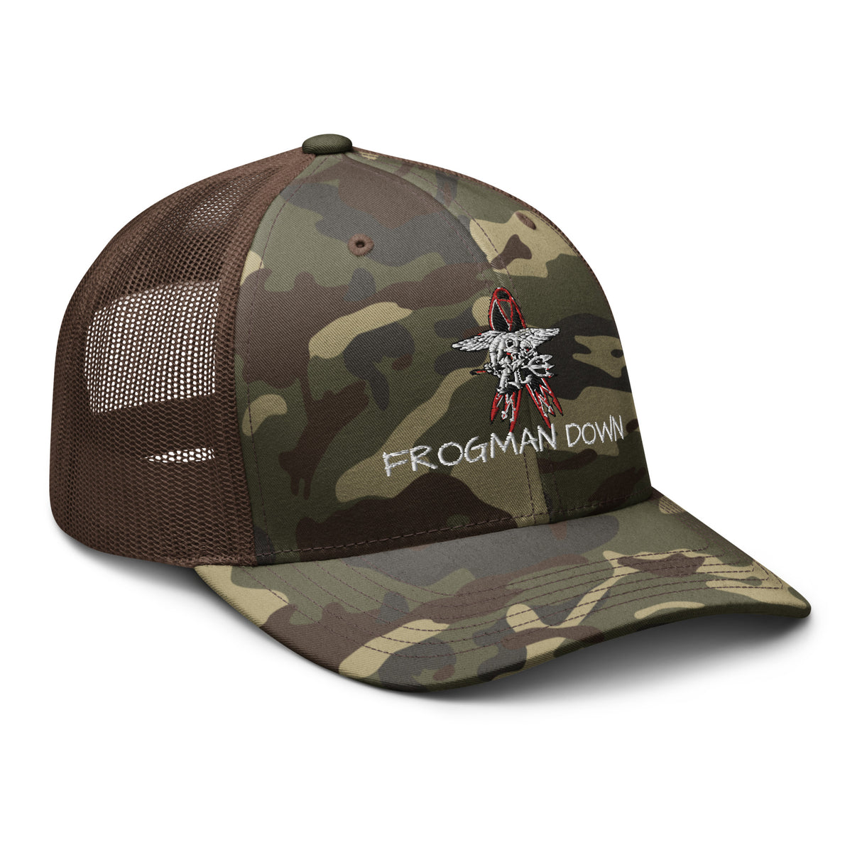 Frogman Down Memorial Camouflage trucker hat