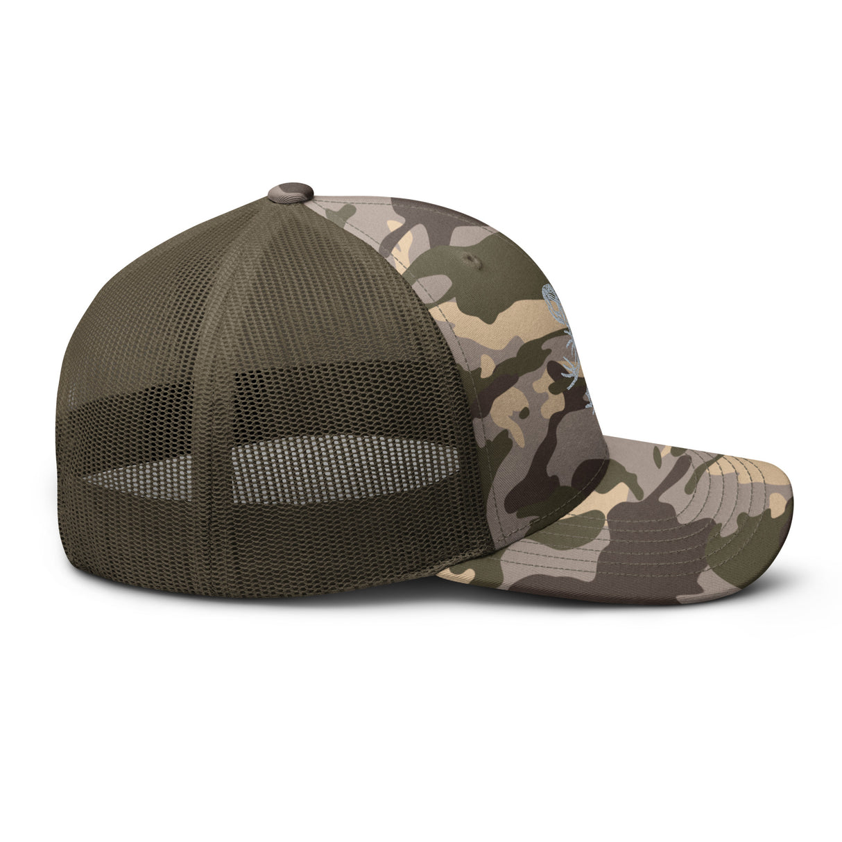 Resting Bone Frog Embroidered Camouflage trucker hat