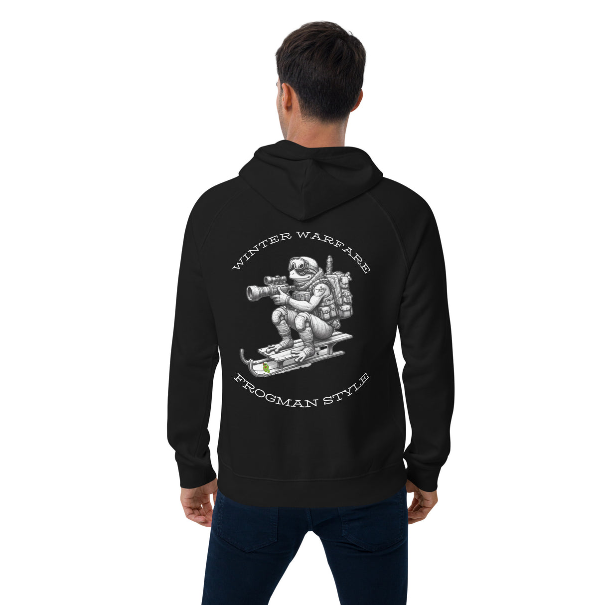 Winter Warfare Frog Unisex eco raglan hoodie