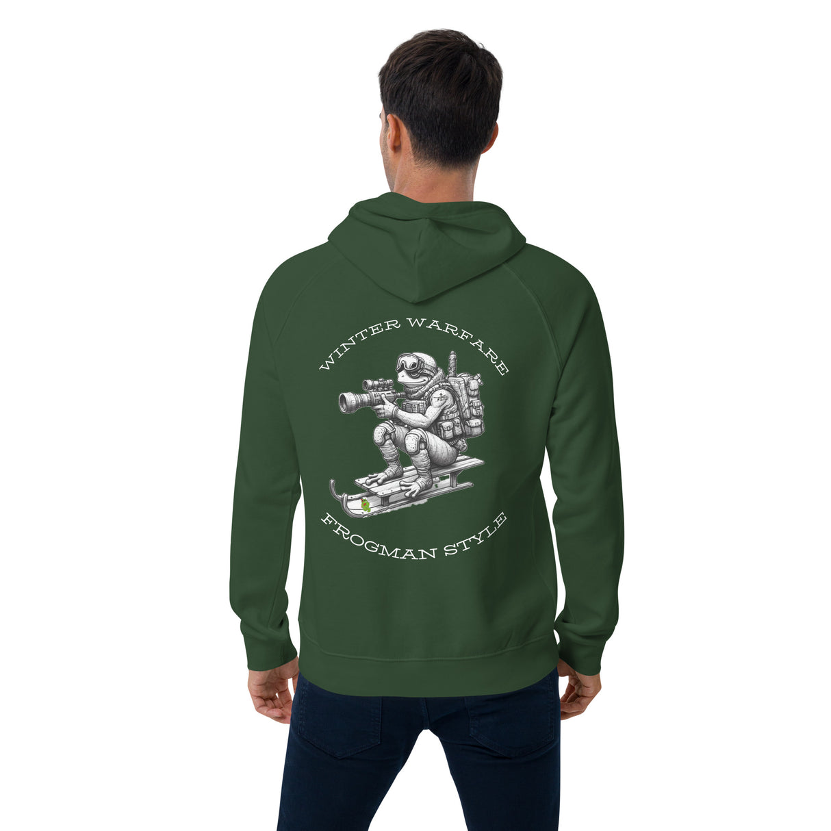 Winter Warfare Frog Unisex eco raglan hoodie