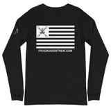 Frogman's Retreat Flag Logo  with Bonefrog on Left Sleeve - Long Sleeve Tee