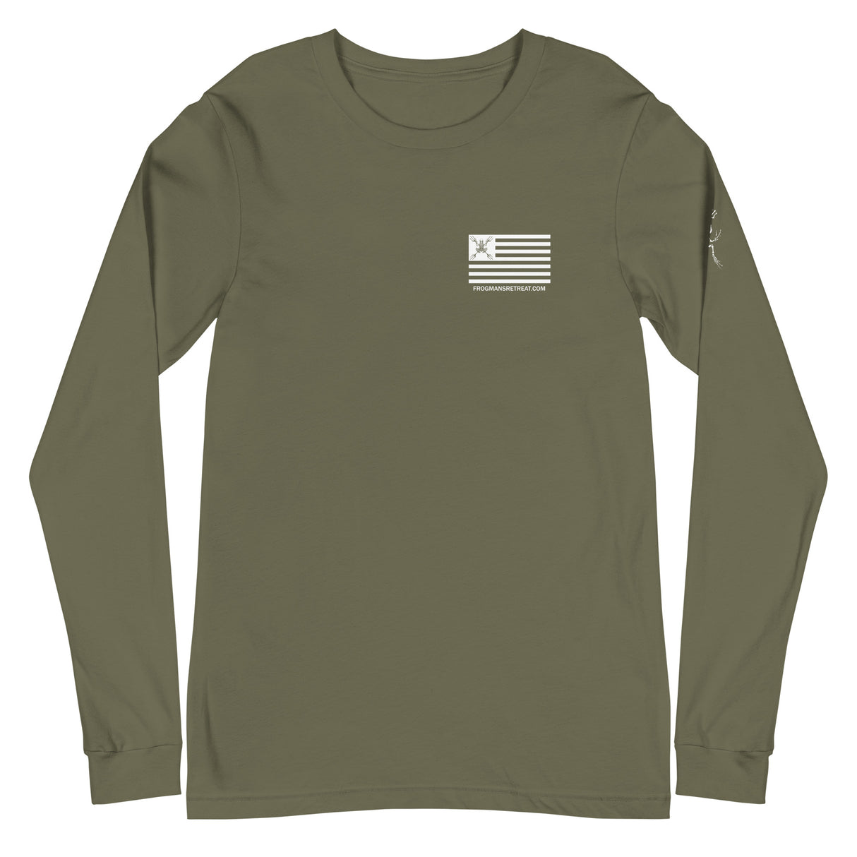 Frogman's Retreat Flag Logo  with Bonefrog on Left Sleeve - Long Sleeve Tee