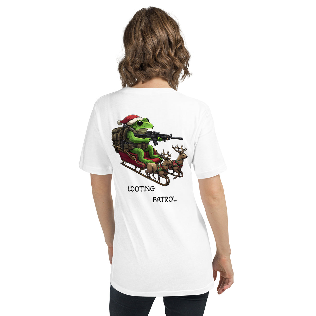 Christmas ANTI-Looting Patrol Women Short Sleeve V-Neck T-Shirt