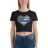 Women Thin Blue Line Heart - Crop Tee